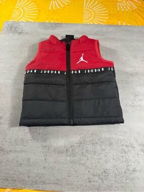 Jordan Red and Black Kids Puffer Vest with Jumpman